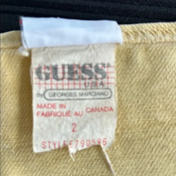 Vintage Guess Pale Yellow Denim Crop Halter Top with Logo Button - Picture 6 of 6